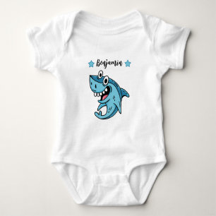 Add Name to Shark Birthday Gift, shark Lover Gift Baby Bodysuit