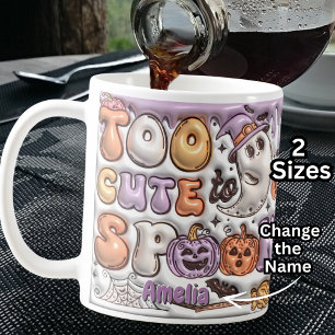 Add Name Too Cute To Spook 3D Effect Halloween Coffee Mug