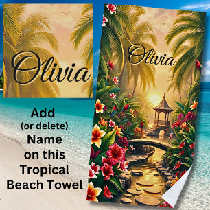 Add Name Tropical Asia Vacation Holiday Beach Towel