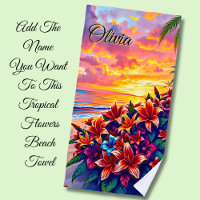 Add Name Tropical Flowers on the Sandy