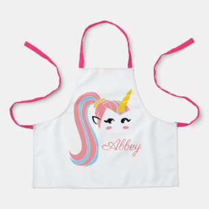 Add Name. Unicorn, with Ponytail. Apron