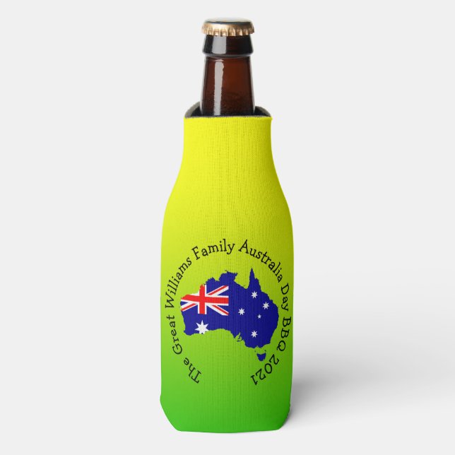 Add Name Year Australia Day BBQ Stubby Holder (Bottle Front)