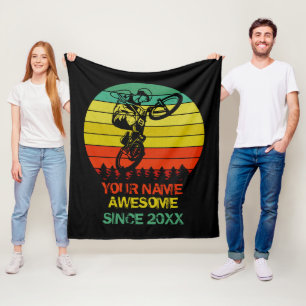 Add Name Year BMX Bike Rider Awesome Since T-Shirt Fleece Blanket