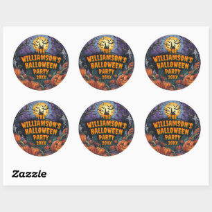 Add Name Year Halloween Party Classic Round Sticker
