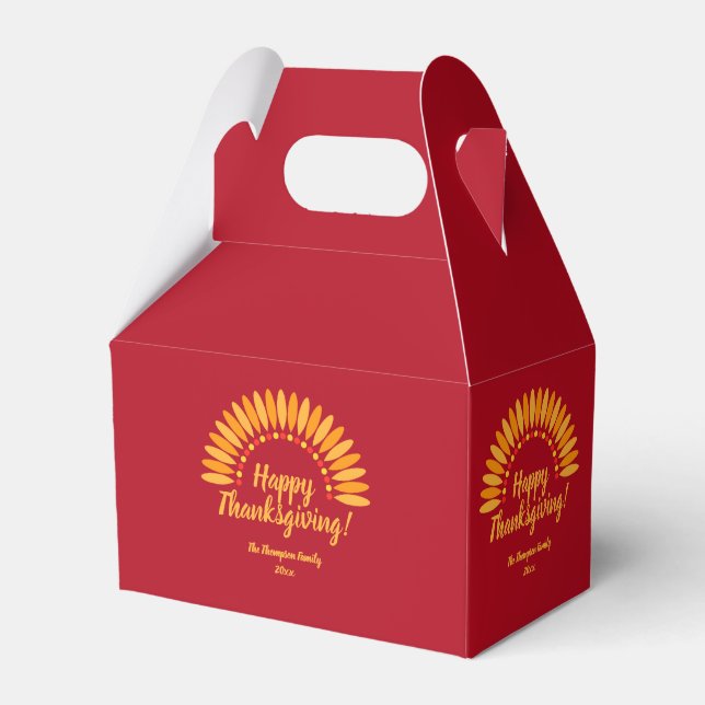 Add Name Year Happy Thanksgiving Yellows Red  Favour Box (Front Side)