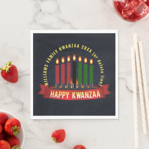 Add Name Year Kwanzaa Candles Luncheon Napkin