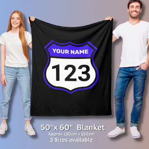 Add Name Your Number Racing Identification Blue    Fleece Blanket