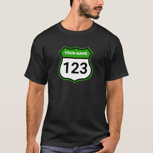Add Name Your Number Racing Identification Green   T-Shirt (Front)