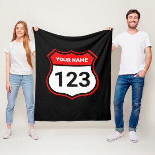 Add Name Your Number Racing Identification Red Fleece Blanket