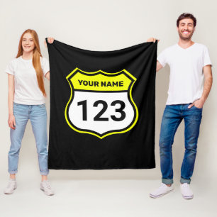 Add Name Your Number Racing Identification Yellow Fleece Blanket