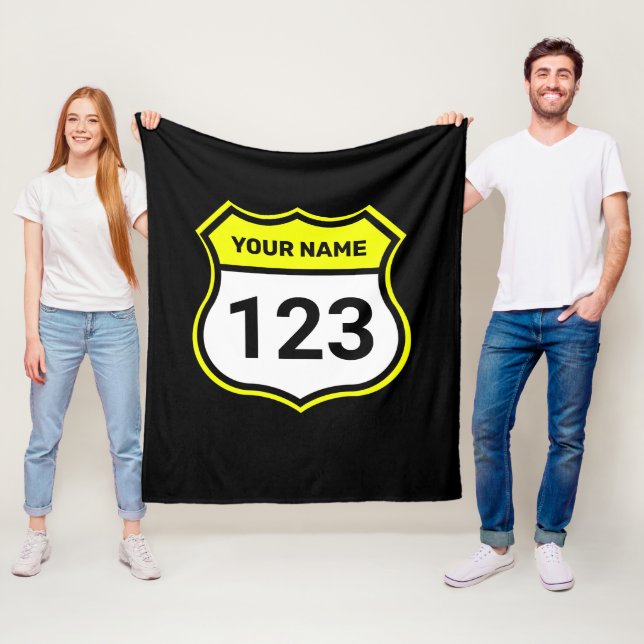 Add Name Your Number Racing Identification Yellow  Fleece Blanket (In Situ)