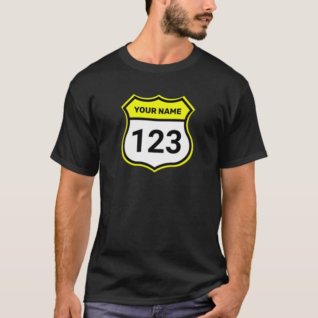 Add Name Your Number Racing Identification Yellow T-Shirt (Front)