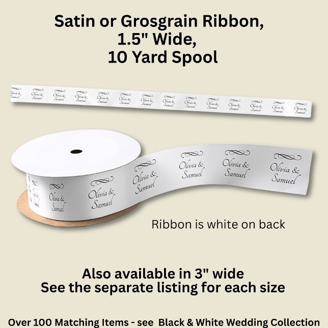 Add Names, 1.5" Black White Infinity Scroll, Satin Ribbon (Creator Uploaded)