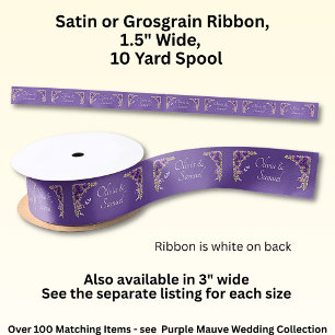 Add Names, 1.5" Purple Mauve Flowers & White Satin Ribbon