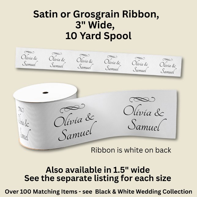 Add Names, 3" Wide Black White Infinity Scroll, Grosgrain Ribbon (Creator Uploaded)