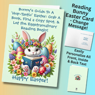 Add Names, Bunny's Reading Guide with Eggs, Easter Card