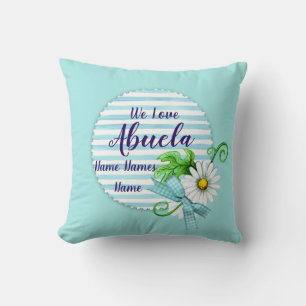 Add Names Change Abuela We Love Grandmother Aqua Cushion