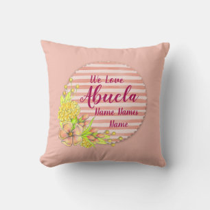 Add Names Change Abuela We Love Grandmother Pink Cushion