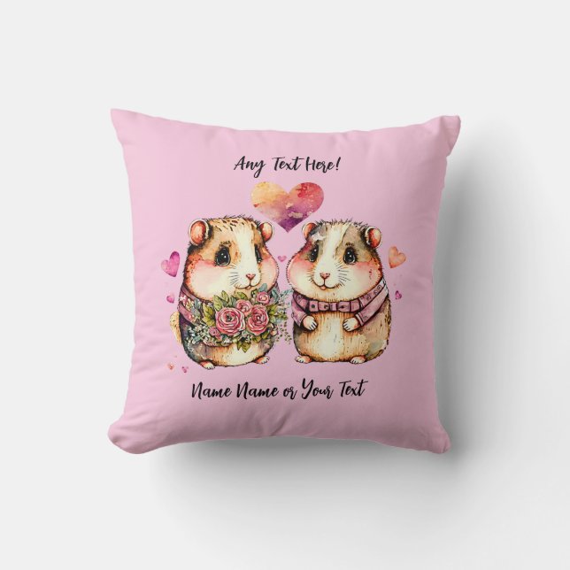 Add Names Change ALL Text Guinea Pigs Valentines + Cushion (Front)
