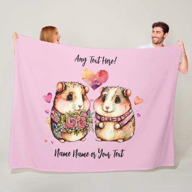 Add Names Change ALL Text Guinea Pigs Valentines + Fleece Blanket (In Situ)