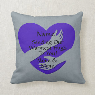 Add Names Change ALL Text Heart Sending Our Hugs   Cushion
