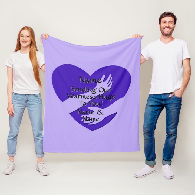 Add Names Change ALL Text Heart Sending Our Hugs   Fleece Blanket (In Situ)