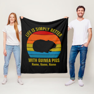 Add Names Change ALL Text, Life Better Guinea Pigs Fleece Blanket