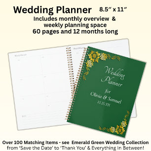 Add Names & Date Emerald Green & Gold Planner