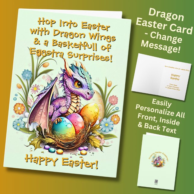 Add Names, Eggstra Dragon Wings, Easter Card (Creator Uploaded)