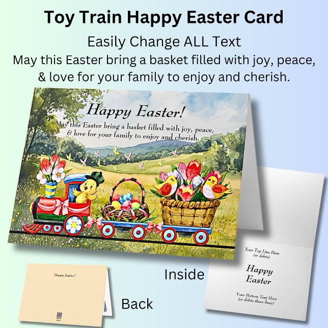 Add Names, Happy Easter Toy Train with Baskets Card (Creator Uploaded)