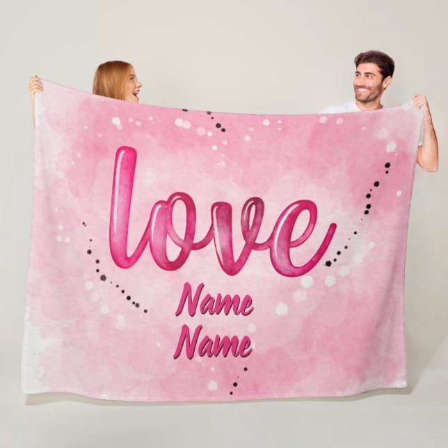 Add Names LOVE Word Cloud Pink Valentines Day      Fleece Blanket (In Situ)