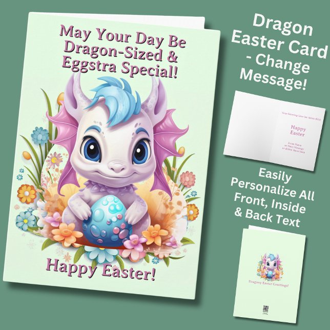 Add Names, May Your Day be Dragon Sized Easter Card (Creator Uploaded)