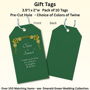 Add Names, & Message, Emerald Green & Gold Gift Tags