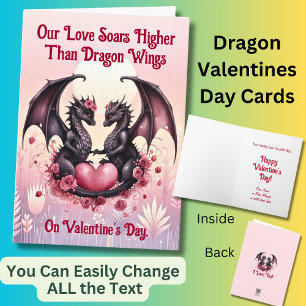 Add Names, Our Love Soars - Dragon Valentines Day Card
