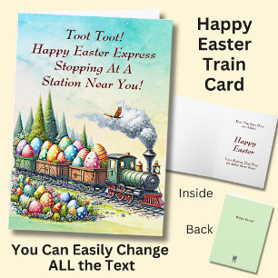 Add Names, Toot Happy Easter Express Steam Train   Card