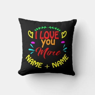Add Names Valentines Day I Love You More Hearts Cushion