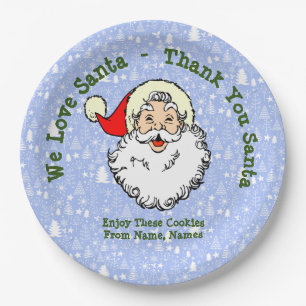 Add Names, We Love Santa - Thank You Santa 9" Paper Plate