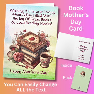 Add Names, Wishing A Literary-Loving Mum Mothers   Card