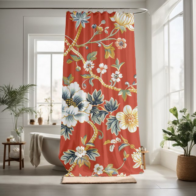 Add  nature red floral pattern  shower curtain (Creator Uploaded)