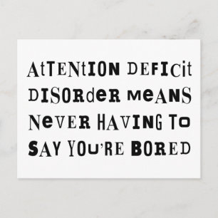 ADD Never Bored Postcard