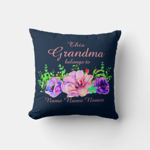 Add or Edit Names - This Grandma belongs to Floral Cushion