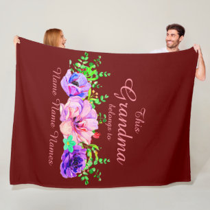 Add or Edit Names - This Grandma belongs to Floral Fleece Blanket
