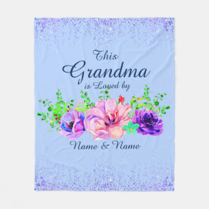 Add or Edit Names This Grandma Is Loved By Floral  Fleece Blanket