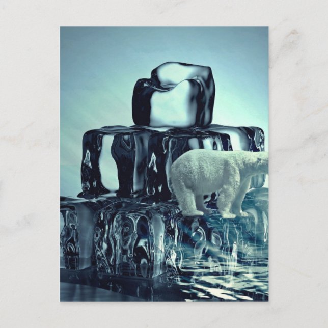 Add Own SLOGAN To Save Arctic Polar Bear Planet Postcard (Front)