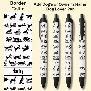 Add Owner's or Dog's Name, Border Collie Black Ink Pen