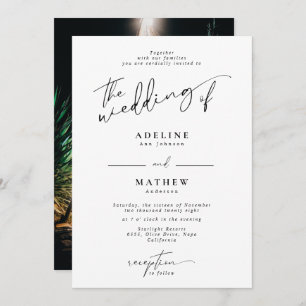 Add Personalised Photo Modern Script Wedding Invitation