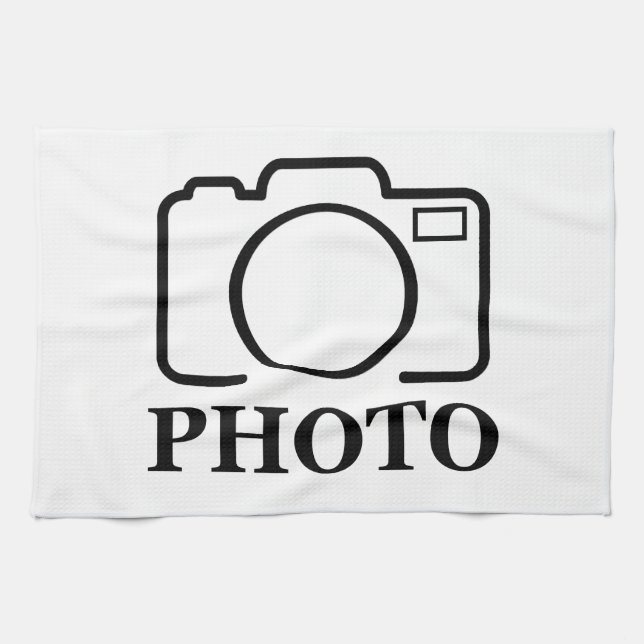 Add Personalised Photo Wedding Modern Cute Elegant Tea Towel (Horizontal)