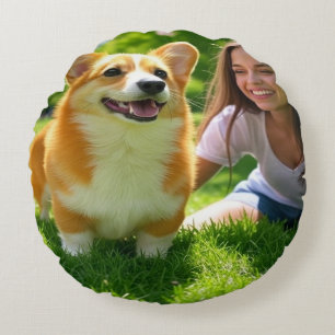 Add Pet Photo Personalise Customise Round Cushion