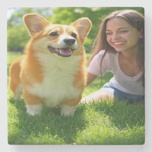 Add Pet Photo Personalise Customise Stone Coaster