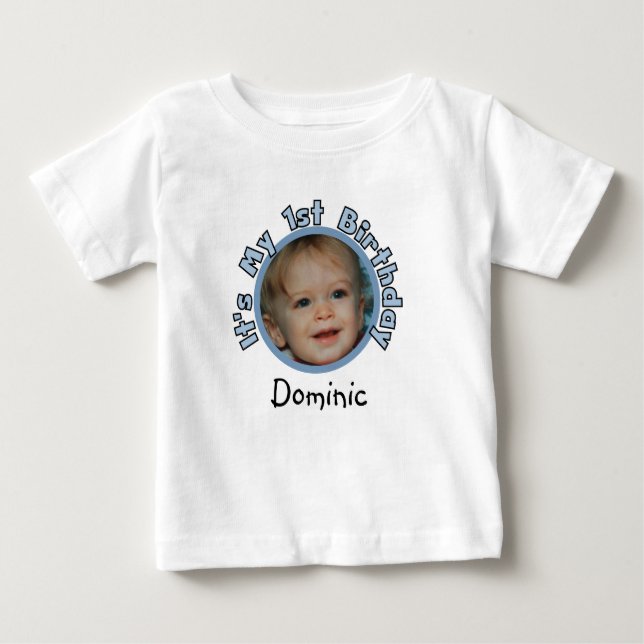 Add Photo and Name 1st Birthday T-shirt (Front)